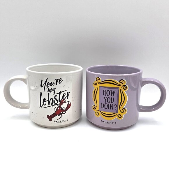 Friends TV Show Funny Coffee Mug Set (2) 13 oz How You Doin / You're My Lobster - Picture 1 of 9